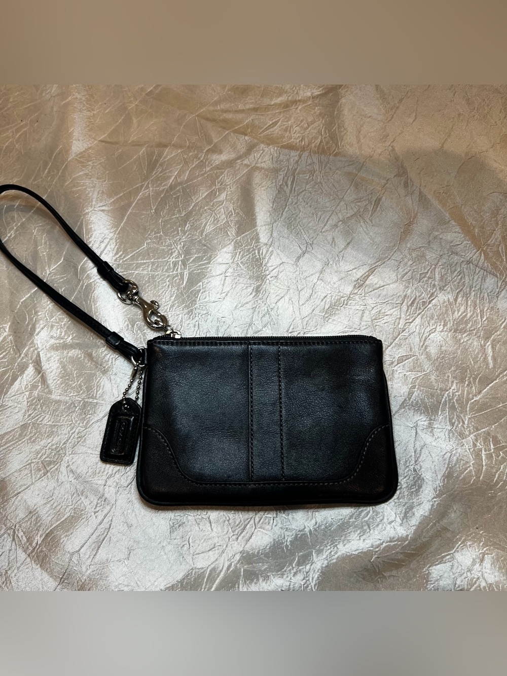 Vintage Coach Black Leather Small Wristlet